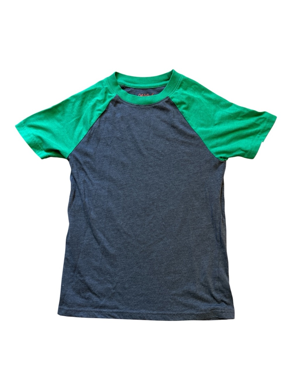 Cat & Jack Boys Raglan Baseball Tee Gray Green Size M 8/10